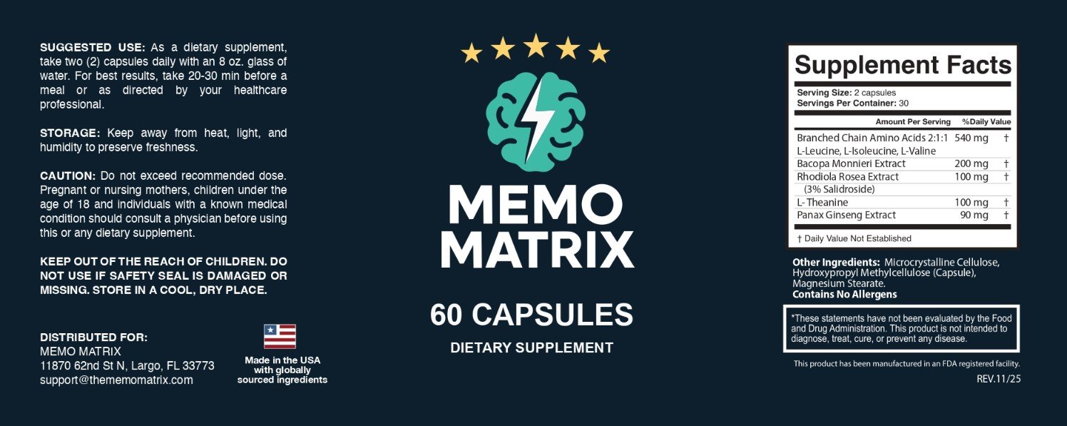 Memo Matrix Ingredients Label